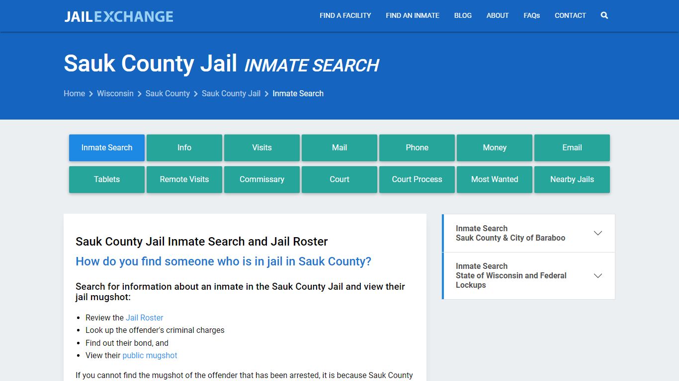 Inmate Search: Roster & Mugshots - Sauk County Jail, WI